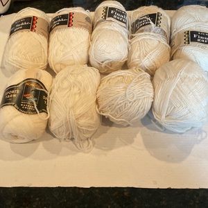 NWT & Vintage 9 skeins Rauma & Nomotta White & Off-White Wool Yarn